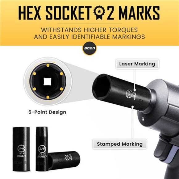 Drive Deep SAE Impact Socket Set, 3/8" to 1" Socket, - Picture 4 of 14